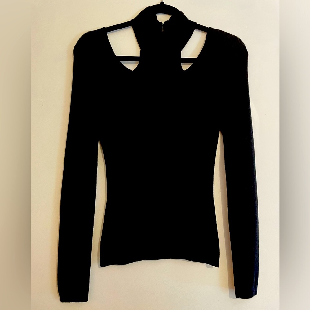 ⚜️ Bebe Black Cutout Long Sleeve Sweater Top - Medium (M) ⚜️